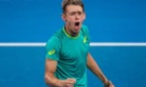 Alex De Minaur announced his arrival on the world stage by inflicting a surprise 6-4 6-4 defeat on Milos Raonic at the second round stage of the Br...