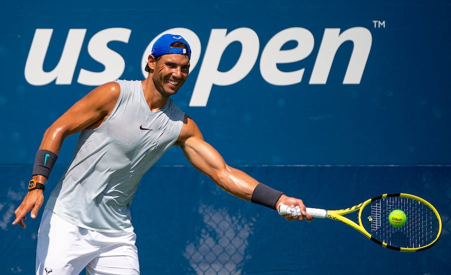 Rafa Nadal smiles practise US Open 2019