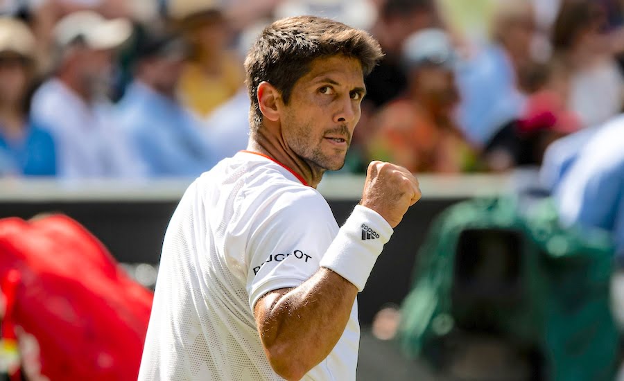Fernando Verdasco clenches fist at Wimbledon