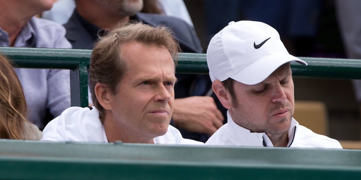 Roger Federer coaches Severin Luthi and Stefan Edberg