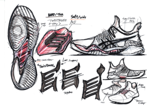 ASICS Court FF hand drawn design