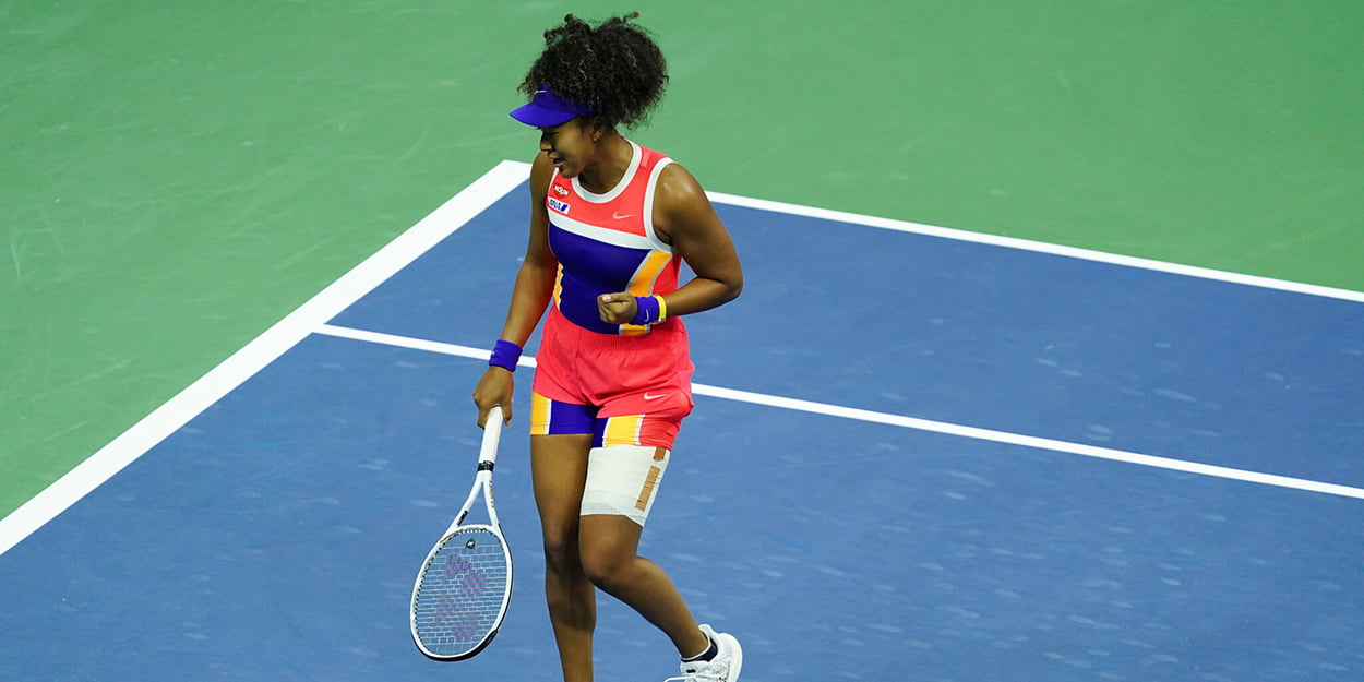 Naomi Osaka with heavy strapping