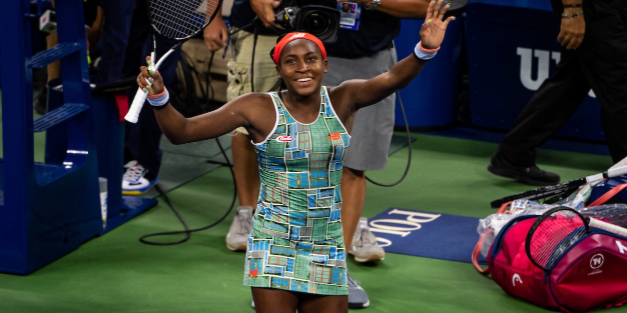 Cori Gauff celebrating