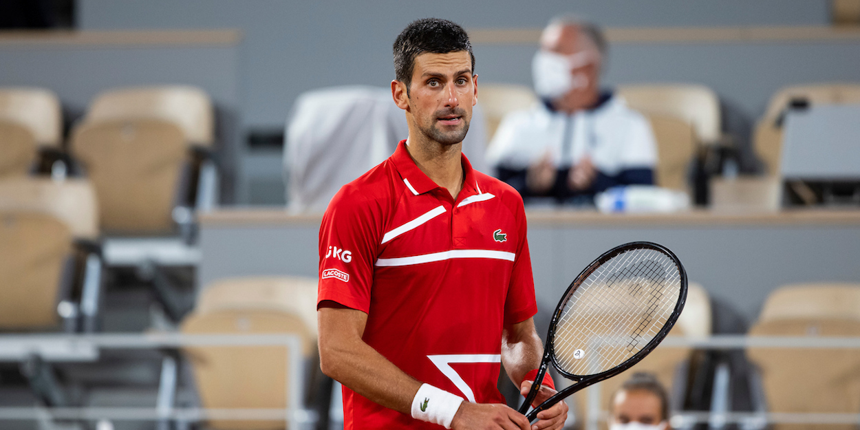 Novak Djokovic looks concerned at French Open 2020