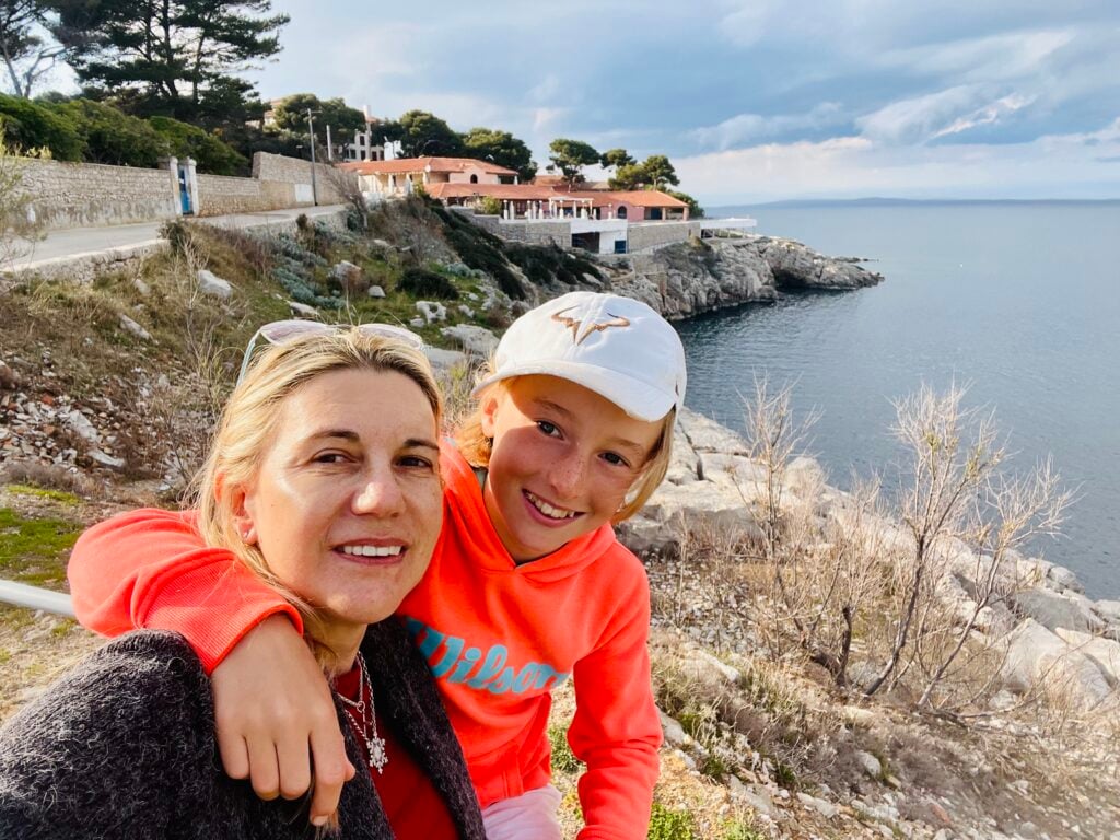 Tennis academy parent and child