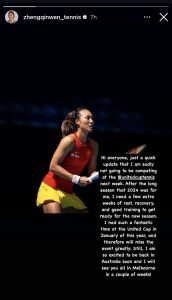 Qinwen Zheng - Instagram 2024