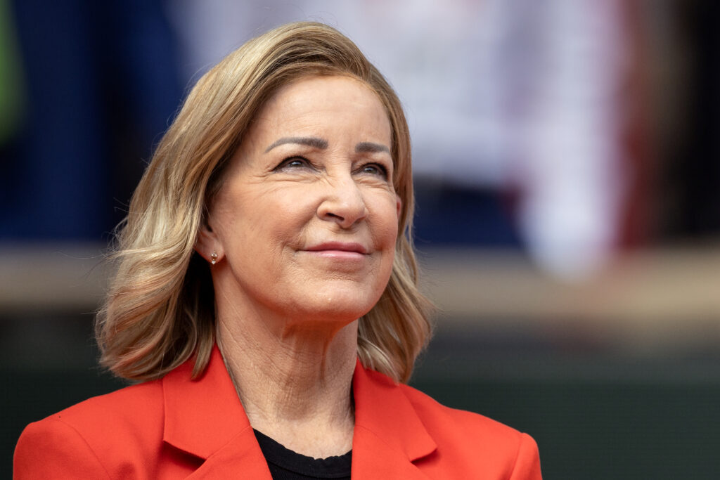 Tennis legend Chris Evert during the trophy presentations, which she presented along with Martina Navratilova after the Women's Singles Final on Court Philippe-Chatrier at the 2024 French Open Tennis Tournament at Roland Garros on June 8th, 2024, in Paris, France.