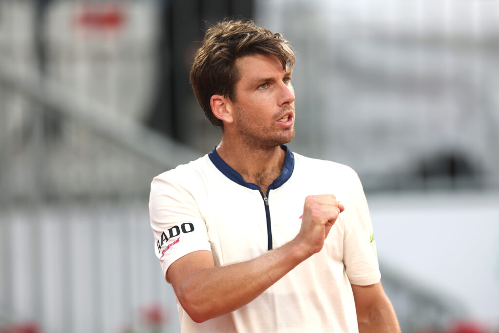 Cameron Norrie of Great Britain celebrates victory against Christopher O'Connell of Australia following their round of 128 match against in the Internazionali BNL D'Italia 2025 at Foro Italico.