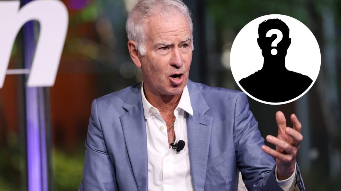 John McEnroe (left) and a mystery player (right) in a circle overlay