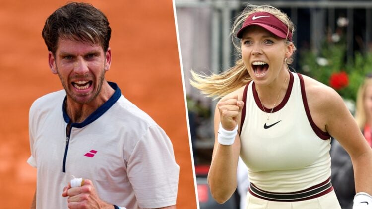 Cameron Norrie of Great Britain celebrates a point against Jacob Fearnley of Great Britain during the Men's Singles Third Round match. Katie Boulte...