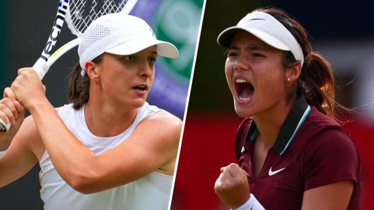 Iga Swiatek features at Wimbledon 2024 (left), Emma Raducanu celebrates after winning at the 2025 US Open (right)