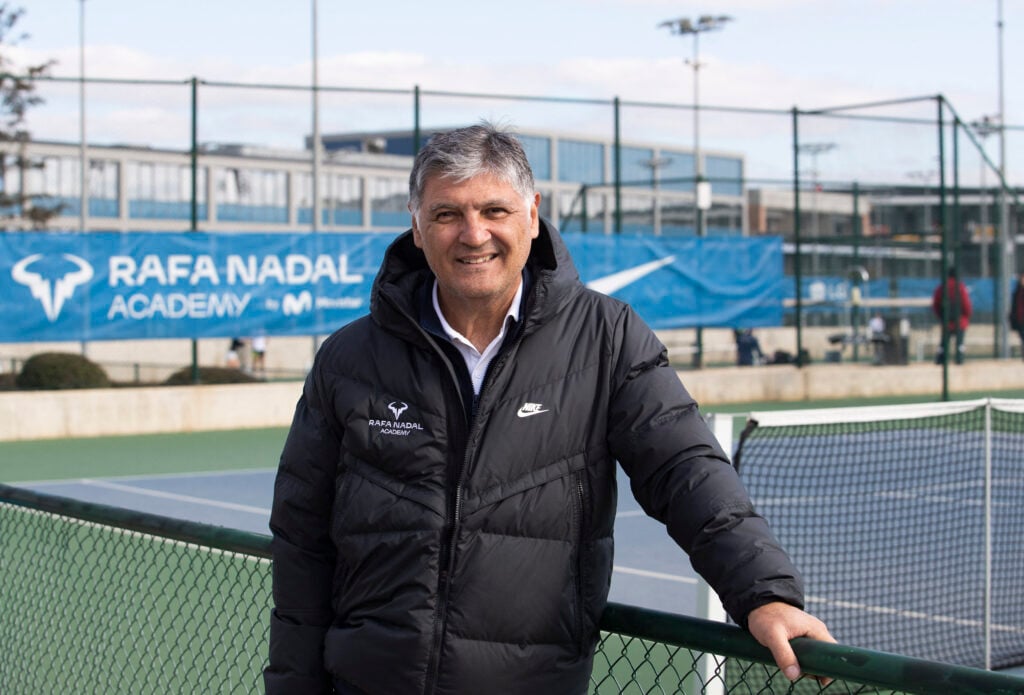Rafael Nadal's uncle, coach Toni Nadal poses for a photograph at Rafa Nadal Academy in Manacor, on the Spanish Balearic Island of Mallorca, on February 13, 2023. When Nadal announced that he was stepping away from the game, he chose to announce it at the Rafa Nadal Academy, the tennis "factory" the Spanish superstar dreamed into reality, his great legacy to the sport and to his island, Mallorca.