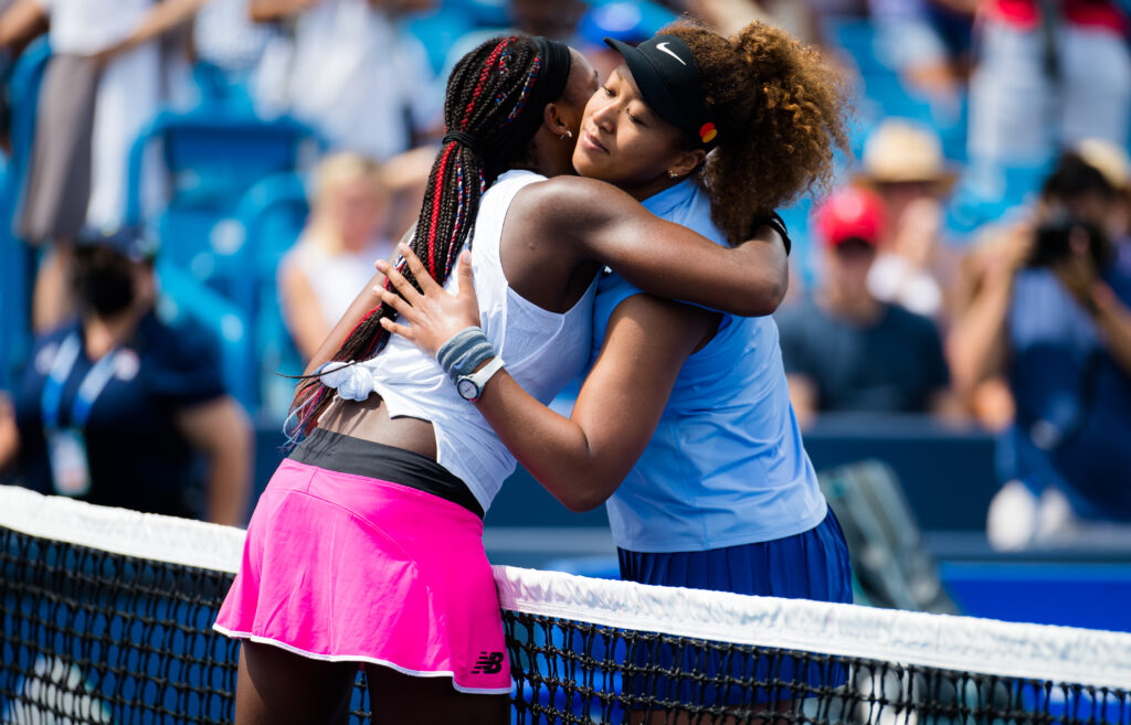 Coco Gauff and Naomi Osaka hug