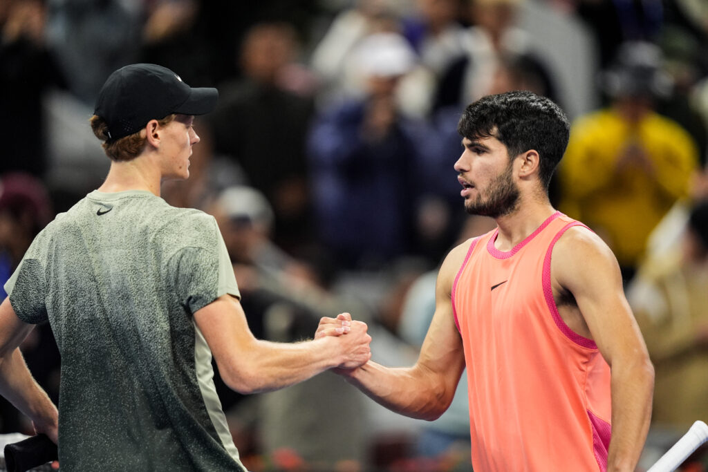 Carlos Alcaraz and Jannik Sinner shake hands