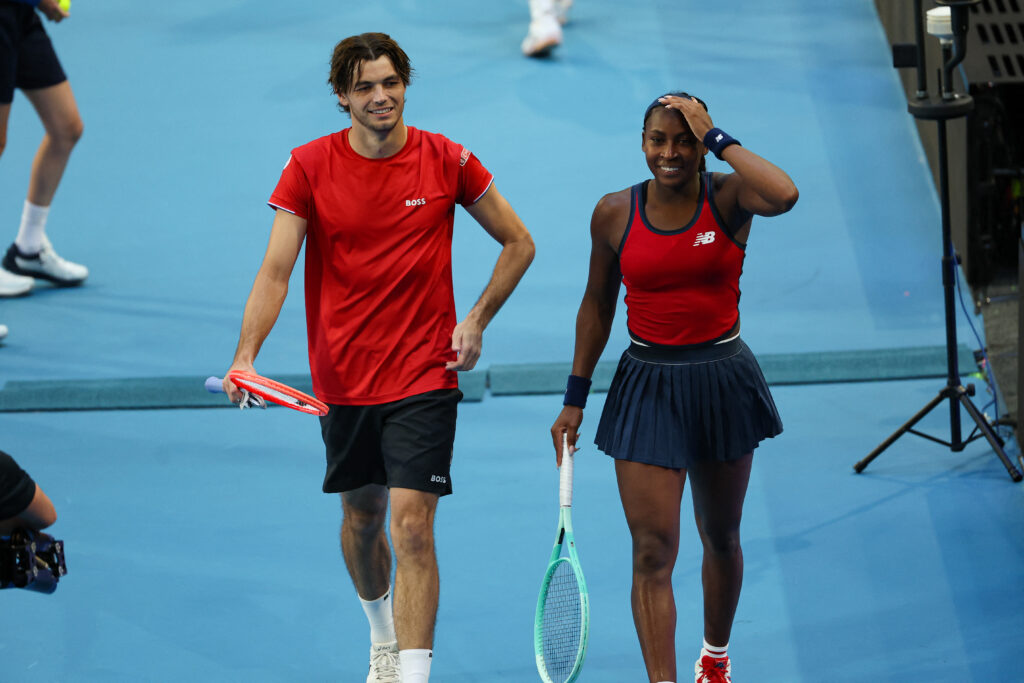 Taylor Fritz and Coco Gauff smile