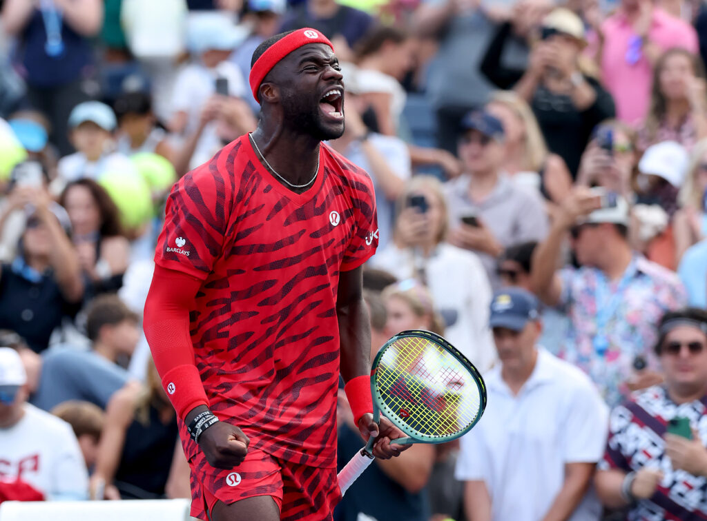 Frances Tiafoe shouts