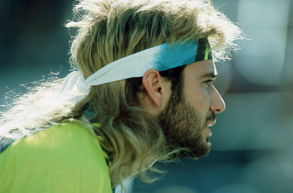 Andre Agassi of the USA is seen during the final match at the US Open in Flushing Meadows on August 27, 1990 in New York, United States.