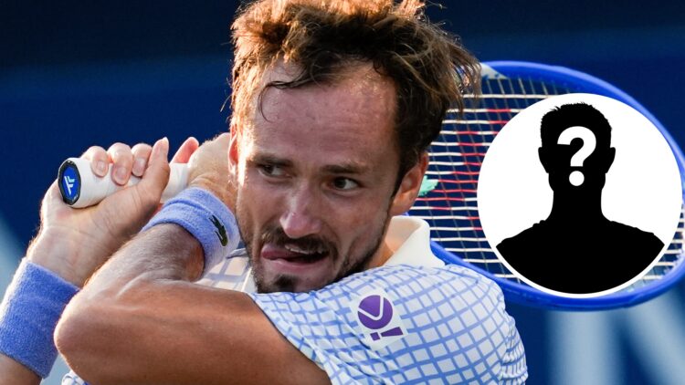 Main: Daniil Medvedev at the Inset: Mystery logo