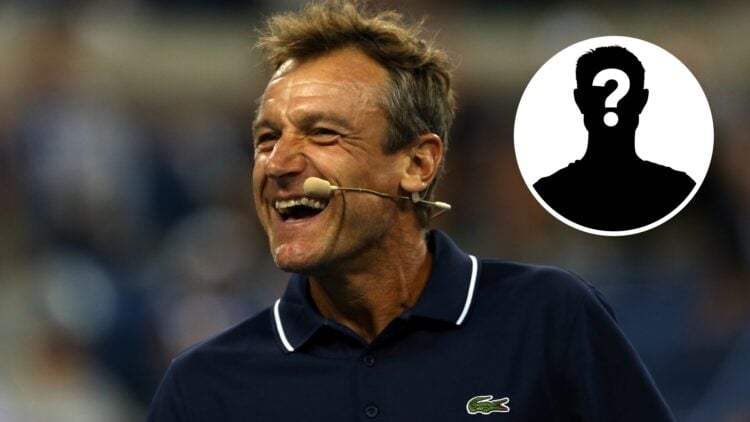 Main: Mats Wilander laughing. Inset top right: Mystery overlay.