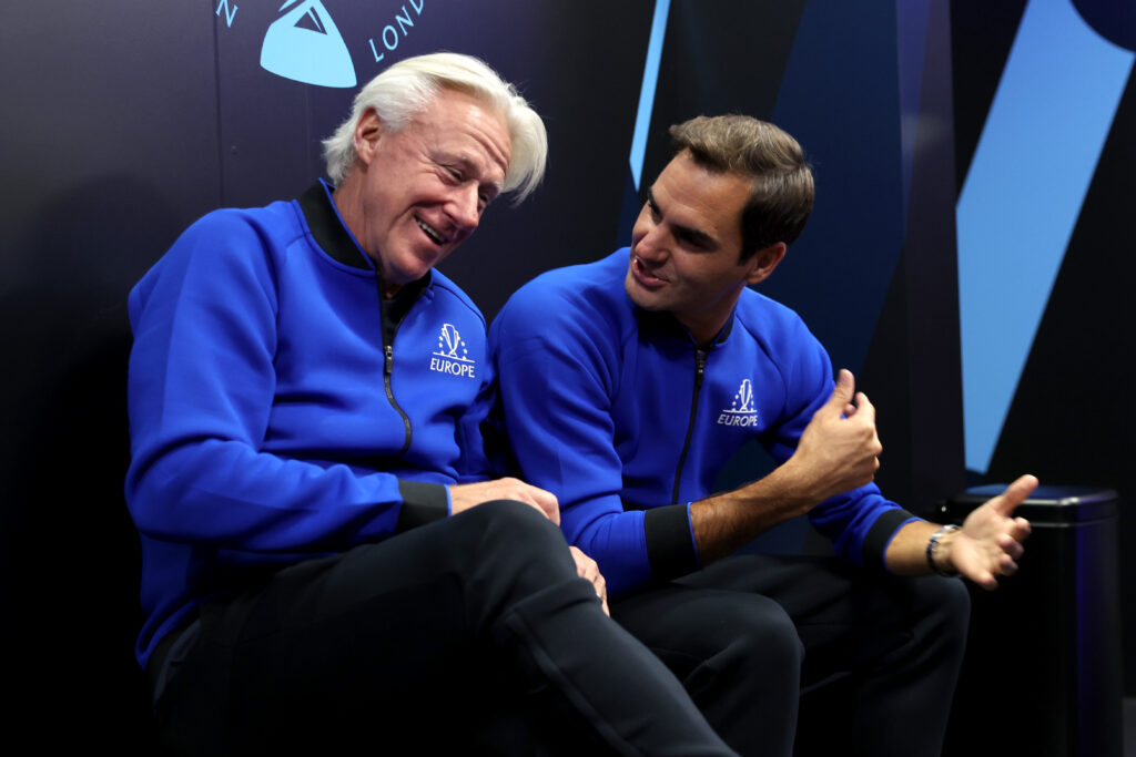 Roger Federer and Bjorn Borg at the Laver Cup in 2022