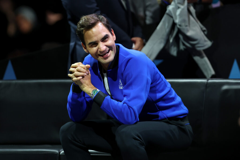 Roger Federer at the Laver Cup in 2022, his last ever tournament