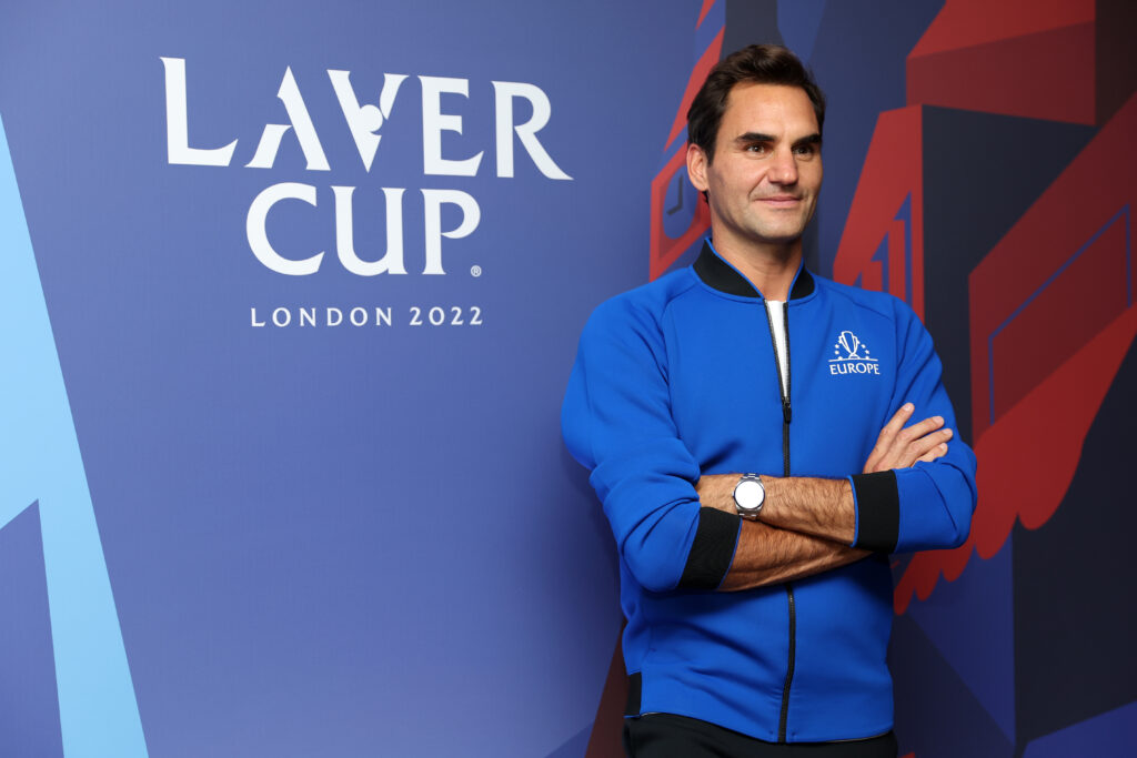 Roger Federer backstage at the Laver Cup in 2022