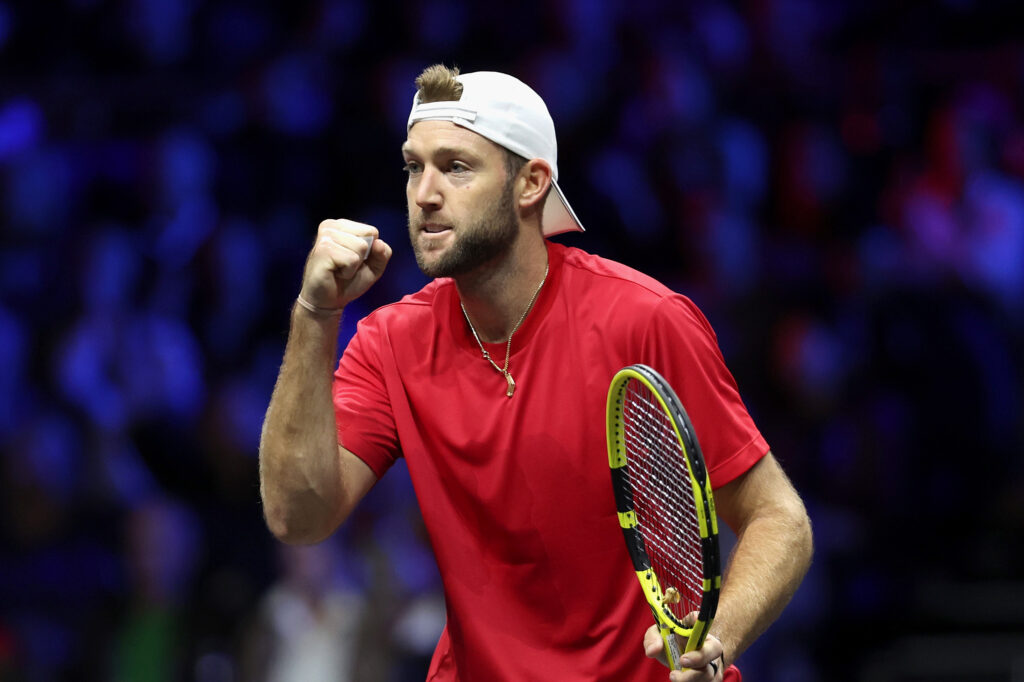 Jack Sock playing at the Laver Cup at The O2 Arena in 2022