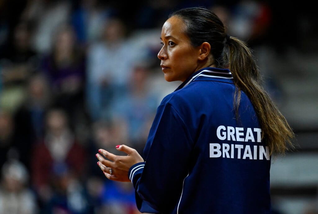 Captain Anne Keothavong of Great Britain looks on during the Billie Jean King Cup Qualifier match between France and Great Britain at Le Chaudron on April 13, 2024 in Le Portel, France.