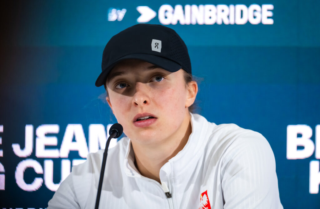 Iga Swiatek during a press conference for the Billie Jean King Cup semi-final between Poland v Italy