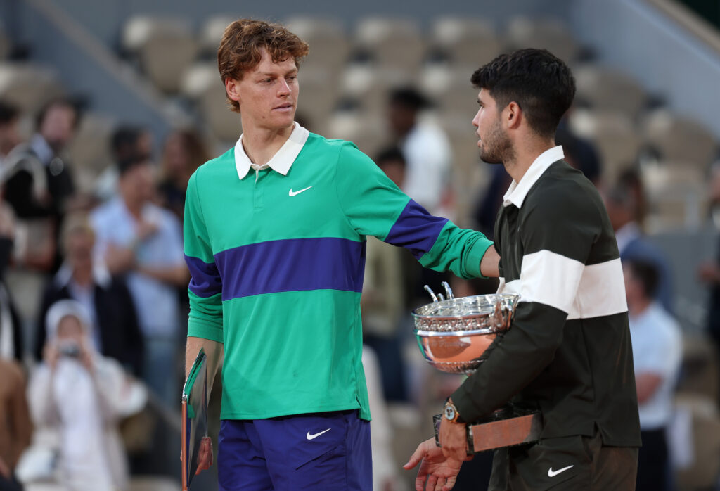 Jannik Sinner congratulates Carlos Alcaraz
