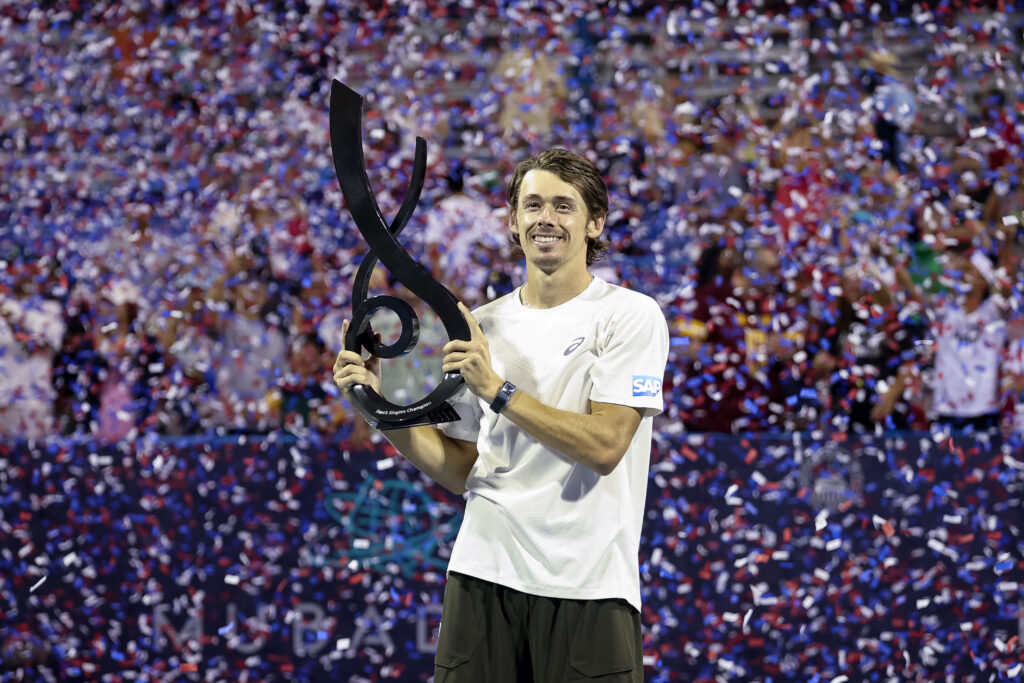 Alex De Minaur celebrating his Mubadala Citi DC Open 2025 final win