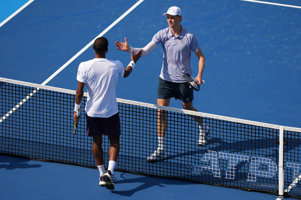 Jannik Sinner and Felix Auger-Aliassime shake hands