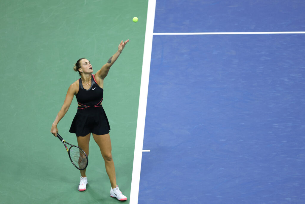 Aryna Sabalenka serves