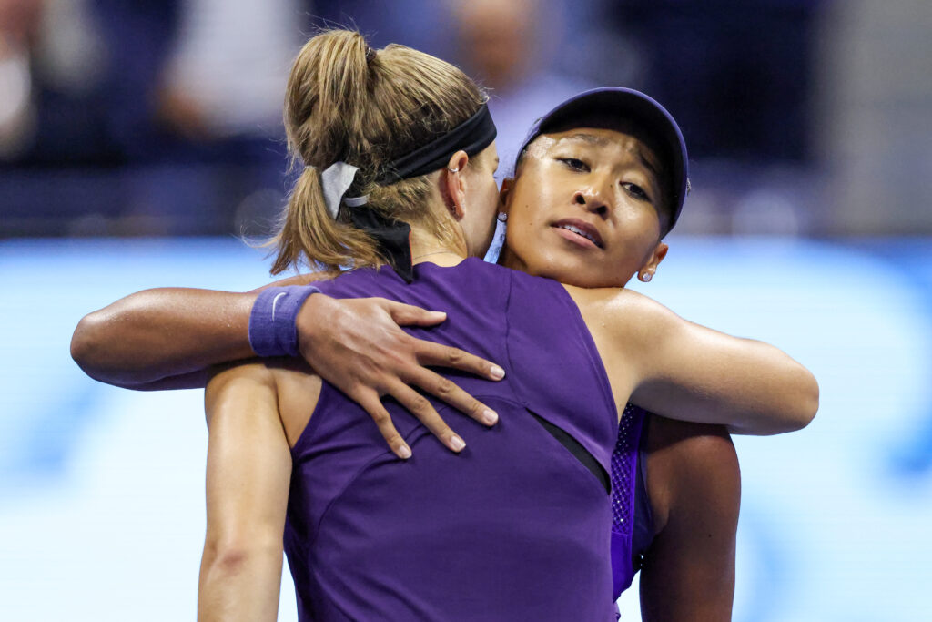 Karolina Muchova and Naomi Osaka hug