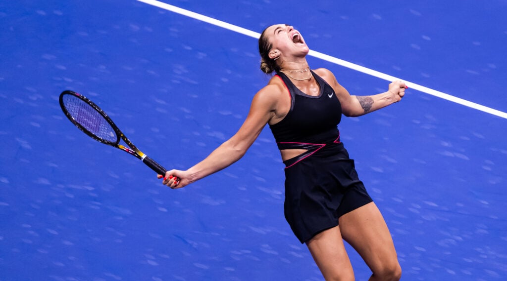 Aryna Sabalenka roars in celebration