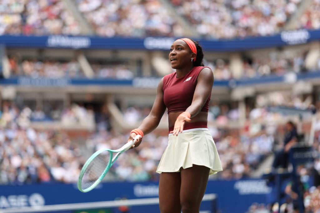 Coco Gauff gives a disgruntled look