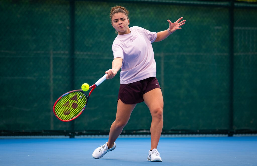 Jasmine Paolini of Italy during practice on Day 2 of the China Open at National Tennis Center on September 23, 2025 in Beijing, China