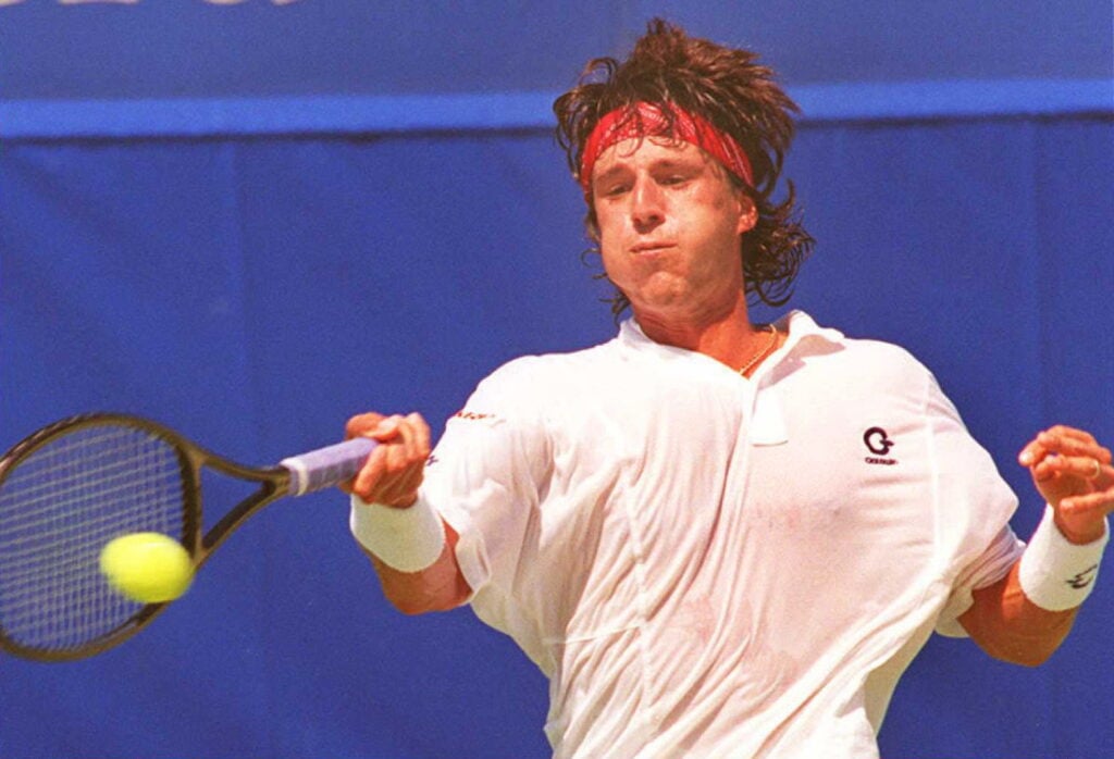 Aaron Krickstein of the US returns the ball during the Australian Open