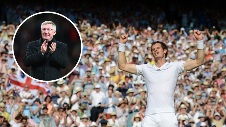 Andy Murray celebrating his Wimbledon 2013 final against Novak Djokovic