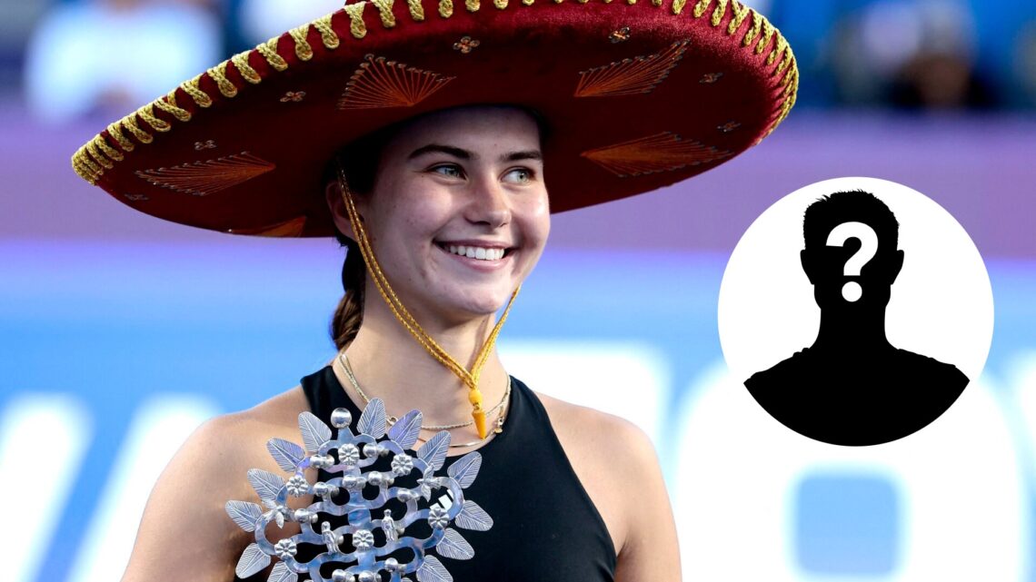 Main: Iva Jovic poses with the Guadalajara Open trophy. Inset right: Mystery Overlay.