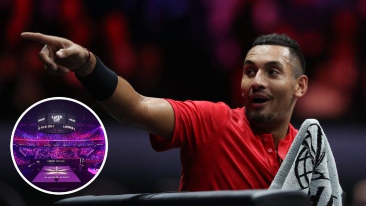 Nick Kyrgios playing at the Laver Cup in 2021