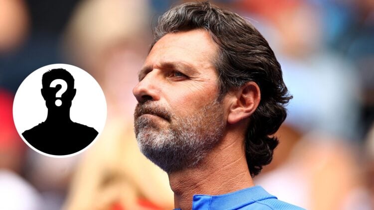 Main: Patrick Mouratoglou looks on. Inset left: Mystery Overlay.