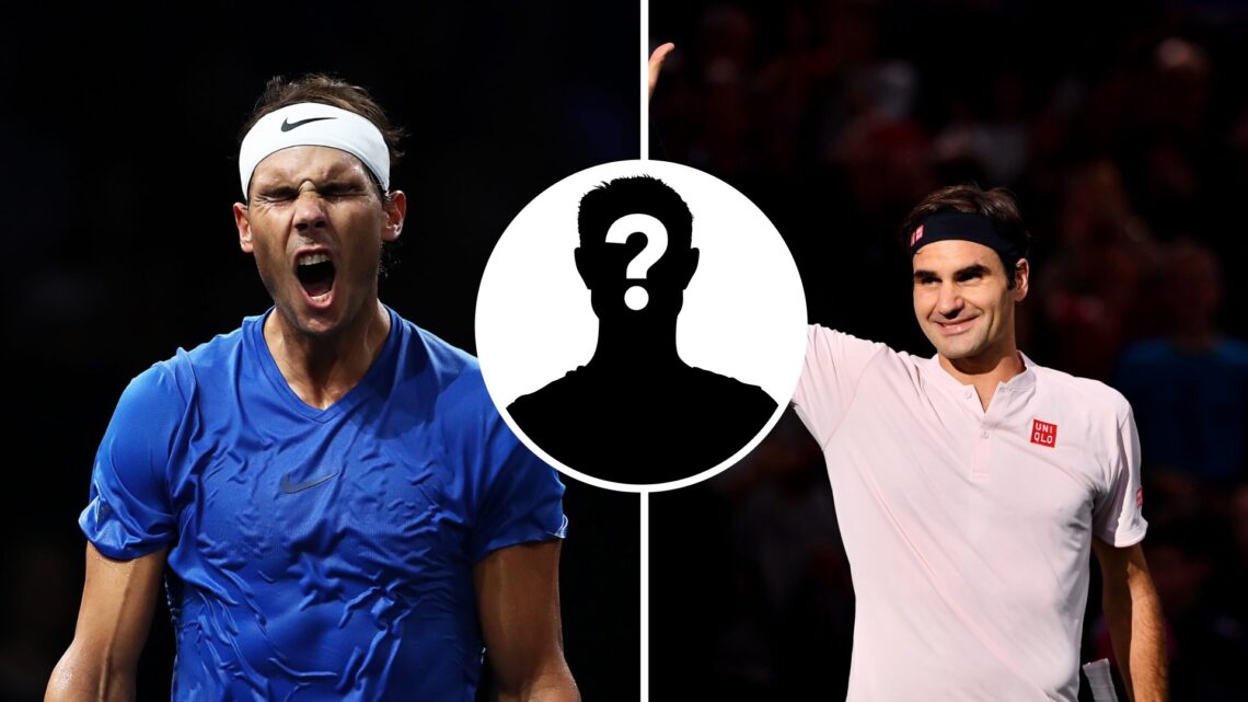 A side-by-side of Roger Federer and Rafael Nadal at the Laver Cup