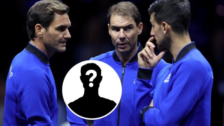 Roger Federer, Novak Djokovic, and Rafael Nadal at the Laver Cup in 2022