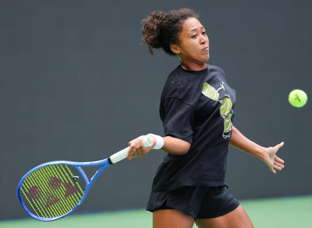 Naomi Osaka of Japan attends a training session ahead of 2025 Wuhan Open on October 3, 2025 in Wuhan, Hubei Province of China.