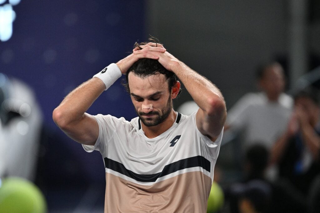 Monaco's Valentin Vacherot celebrates after winning against Denmark's Holger Rune in their men's singles quarter-final match at the Shanghai Masters tennis tournament in Shanghai on October 9, 2025.