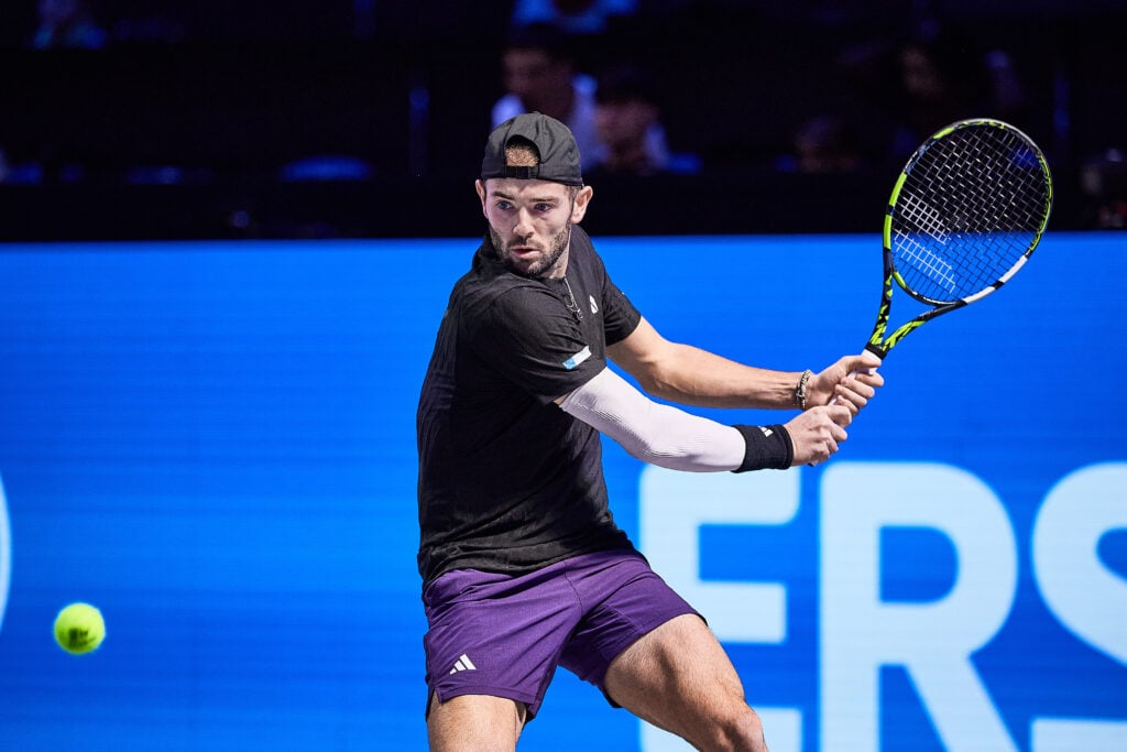 Jacob Fearnley of Great Britain during day 2 of the Erste Bank Open 2025 at the Wiener Stadthalle on October 19, 2025 in Vienna, Austria.