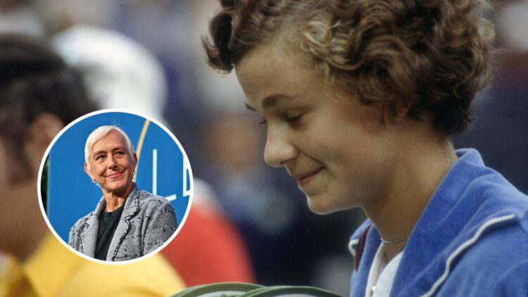 Main: Pam Shriver after the 1978 US Open final. Inset bottom left: Martina Navratilova looks on.