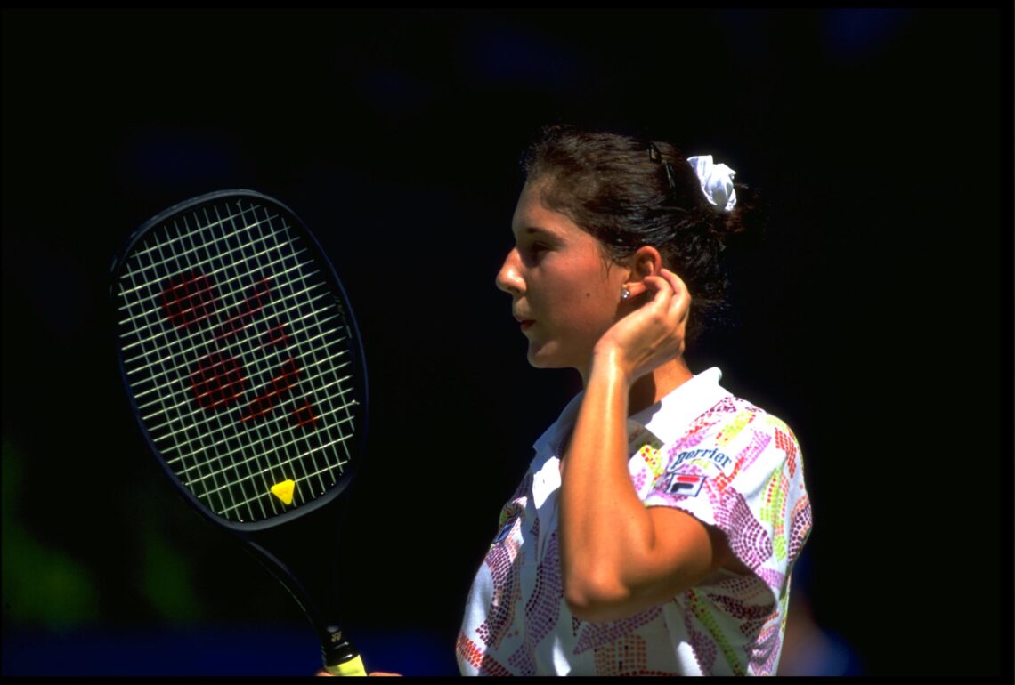 JAN 1993:  MONICA SELES OF SERBIA TAKES A BREATHER DURING A MATCH AT THE 1993 AUSTRALIAN OPEN PLAYED IN MELBOURNE.
