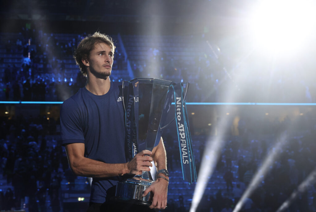 Alexander Zverev holds the ATP Finals trophy
